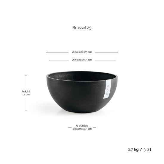 Γλάστρα Ecopots Brussels 25*12 Μαύρη Γλάστρα Ecopots Brussels 25*12 Μαύρη