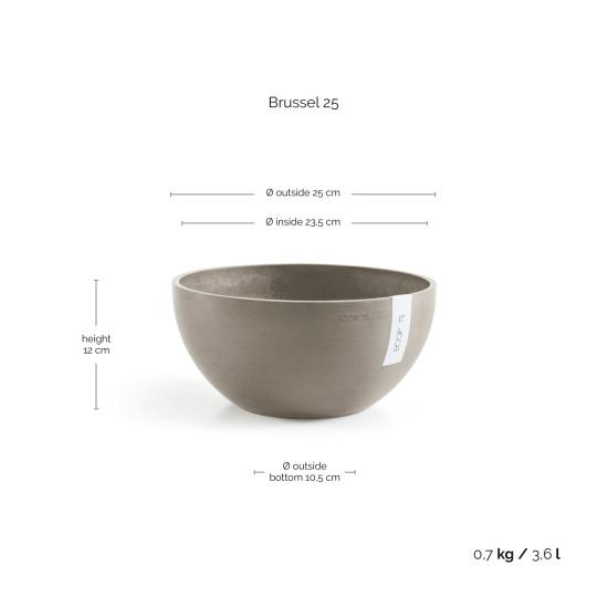Γλάστρα Ecopots Brussels 25*12 Taupe 