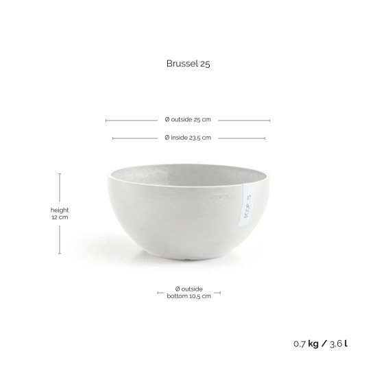 Γλάστρα Ecopots Brussels 25*12 Λευκό